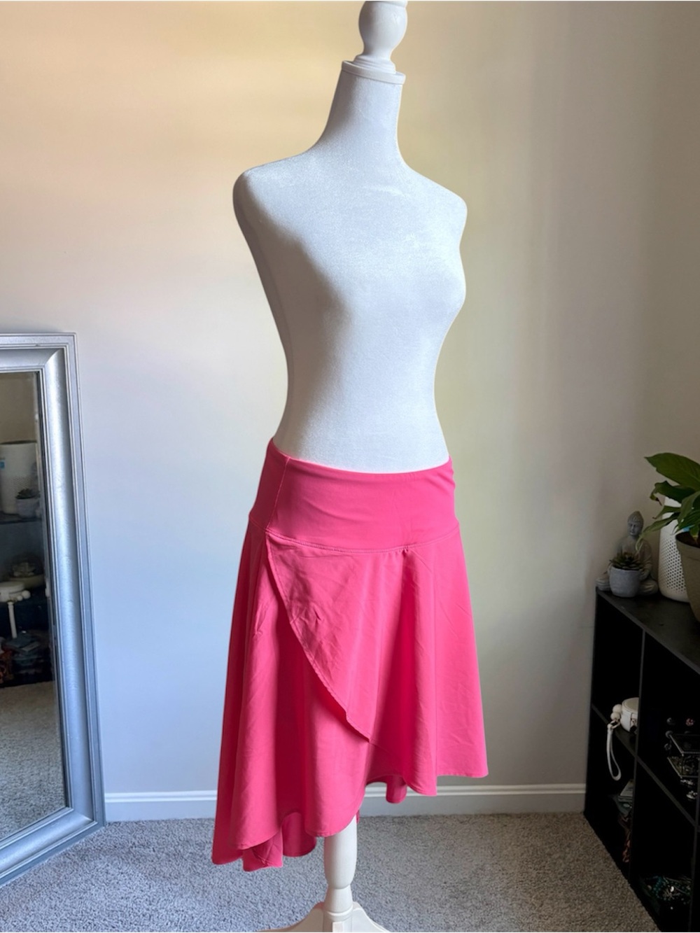 Women's High-Low Skirt with built in shorts, Pink L